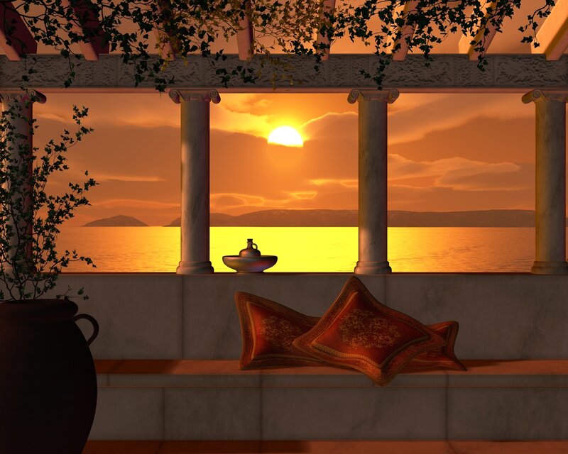 Pillows on a Terrace