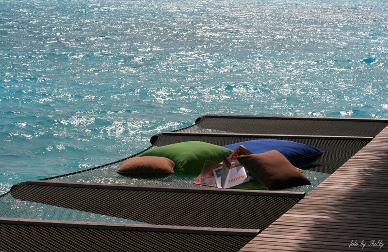 Pillows on a water deck