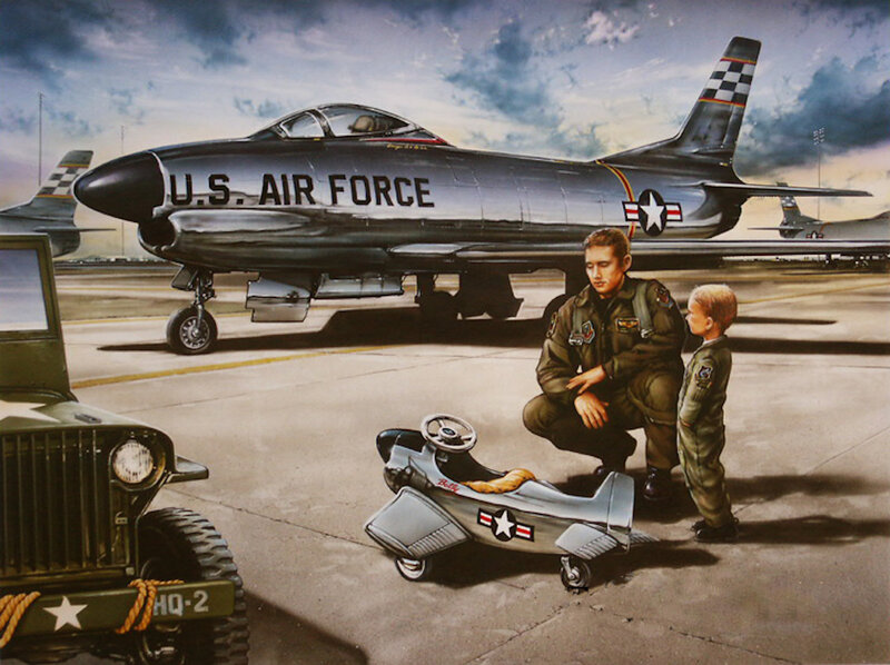 Pilot and Child with Jet