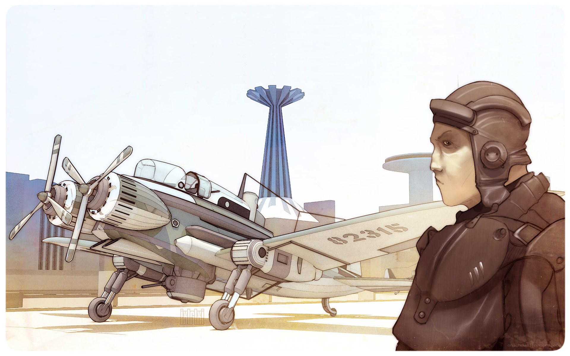 pilot and vintage aircraft
