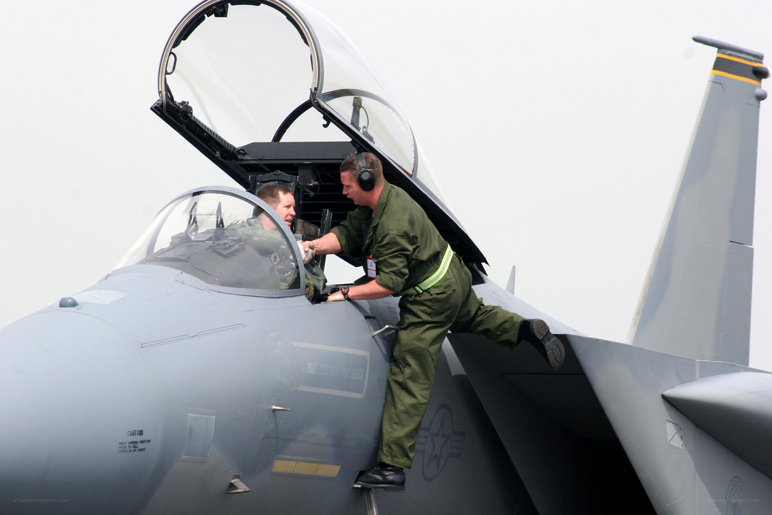 Pilot boarding fighter jet
