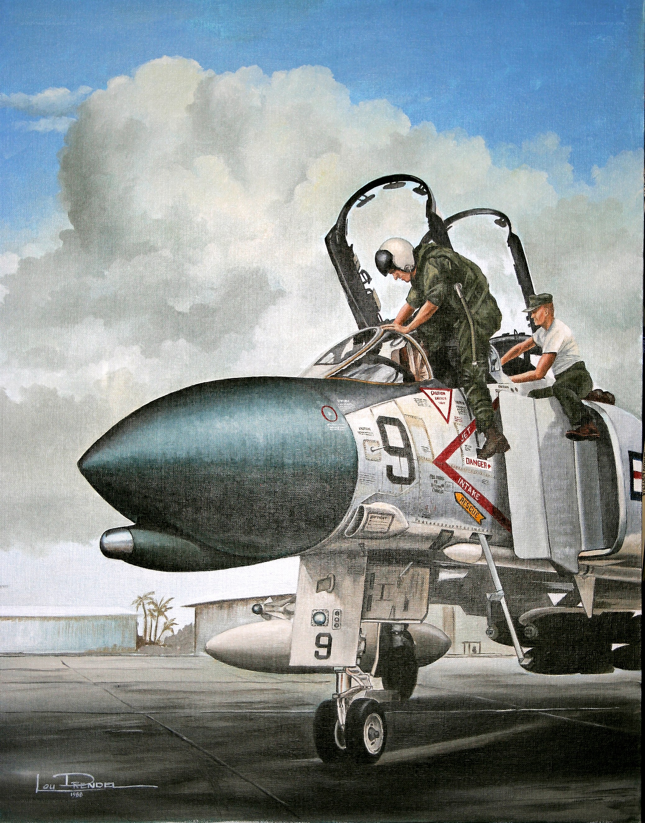 Pilot boarding fighter jet