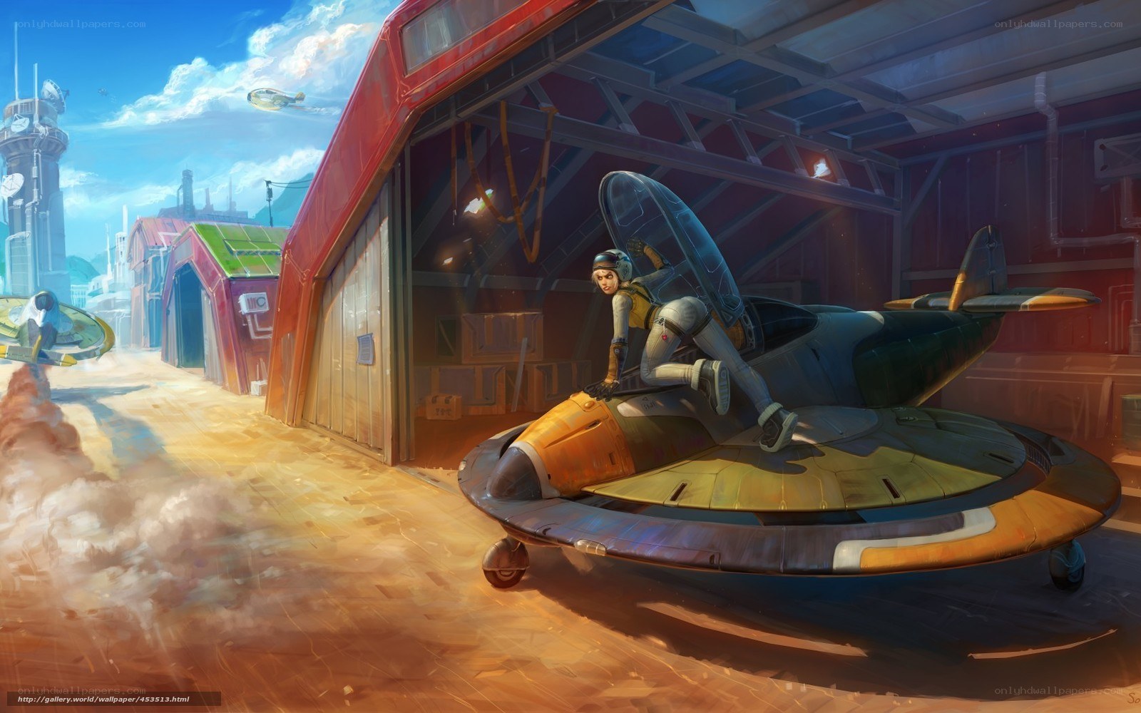 Pilot boarding futuristic aircraft