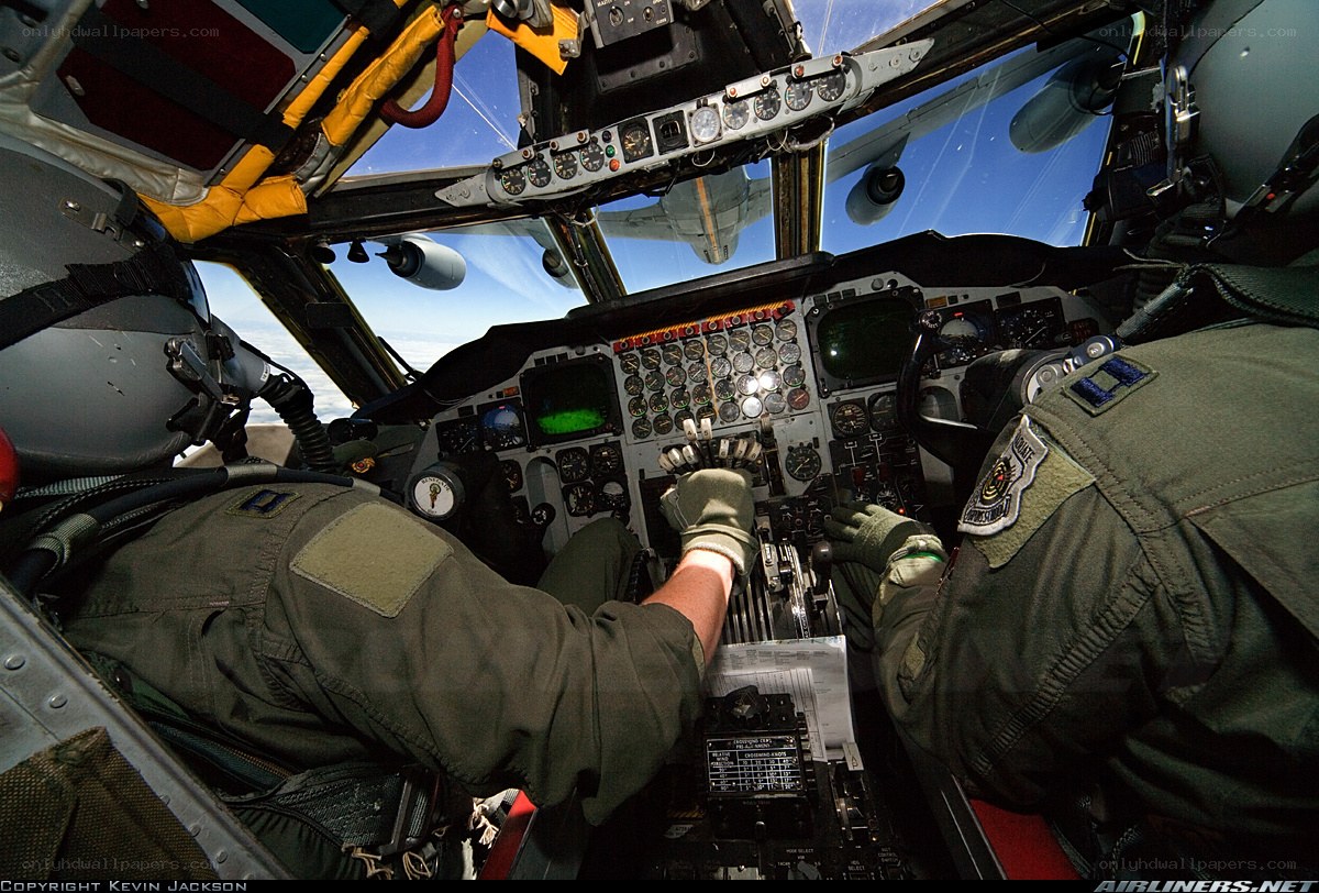 Pilot cockpit during flight