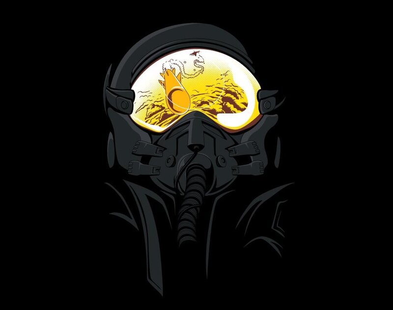 pilot helmet with dragon reflection