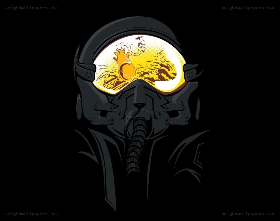 pilot helmet with dragon reflection