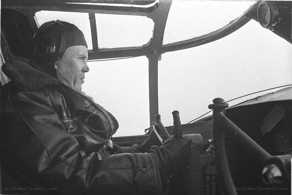 Pilot in aircraft cockpit