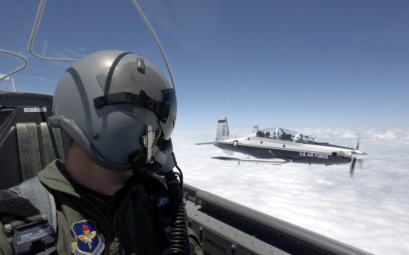Pilot in Cockpit — Blue, Calm
