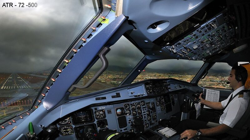 Pilot in Cockpit — Blue, Dramatic, Afternoon, Photograph, Airplane