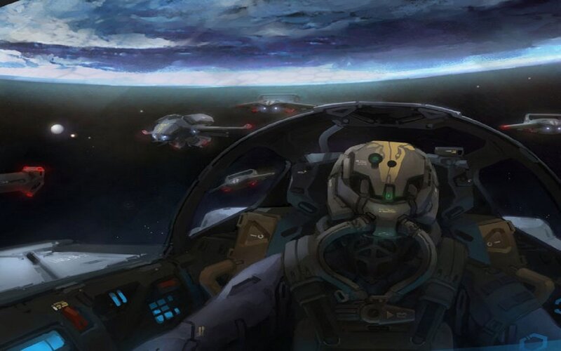 Pilot in Cockpit — Blue, Dramatic, Digital Art