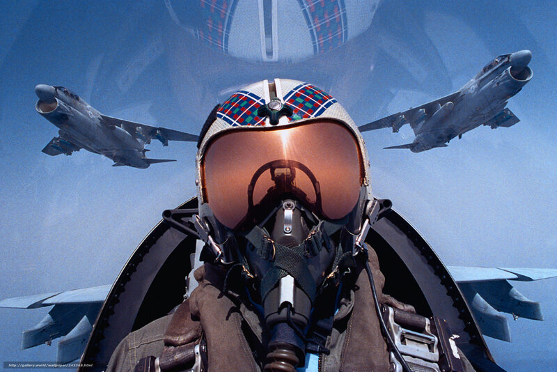 Pilot in Cockpit — Blue, Dramatic, Photograph, Fighter Jets