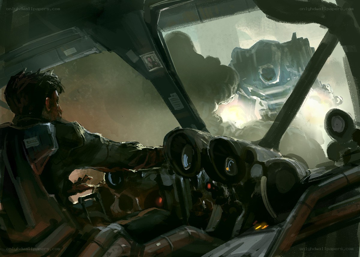 Pilot in cockpit during battle