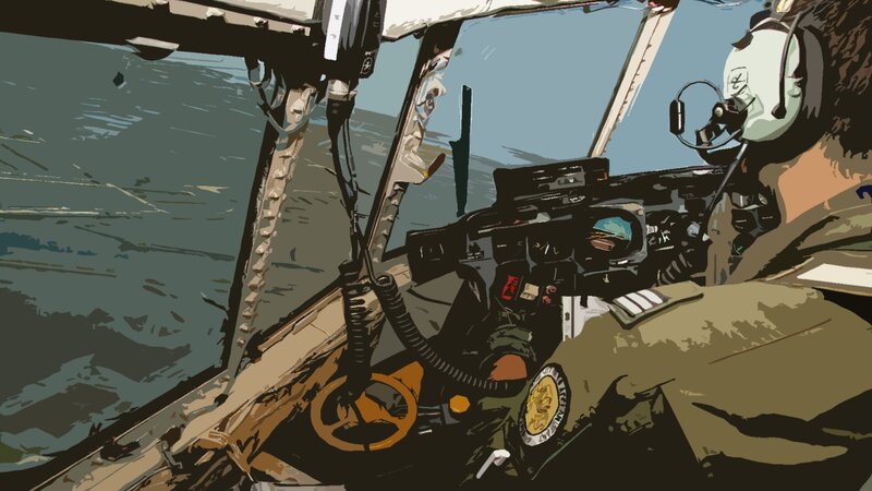 Pilot in Cockpit — Green, Focused