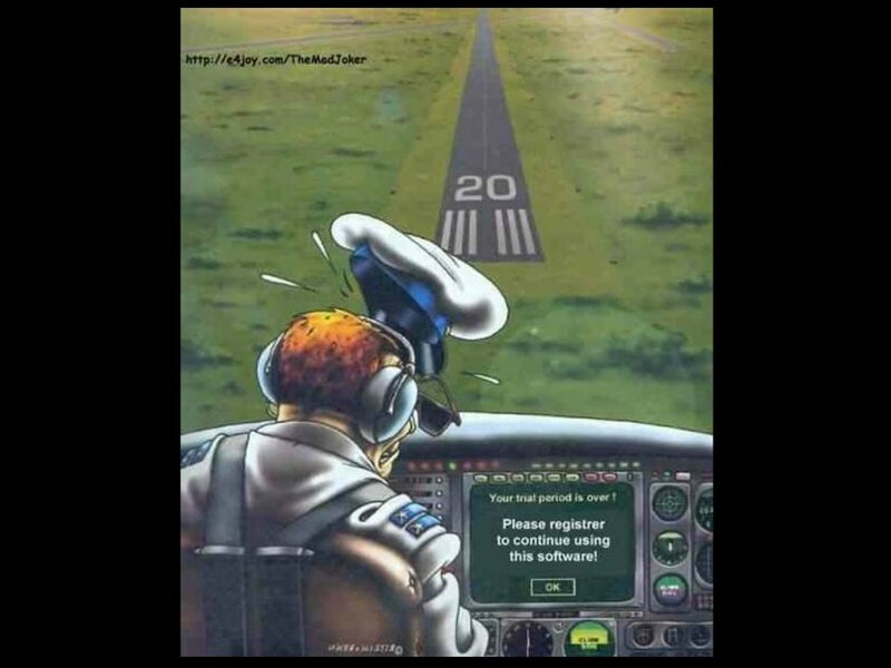 Pilot in Cockpit — Green, Humorous
