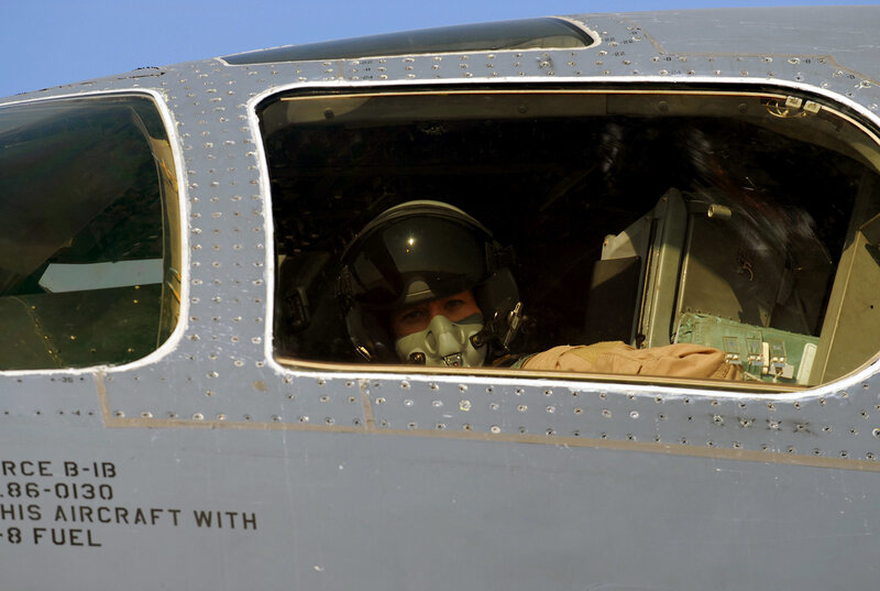 Pilot in cockpit of aircraft