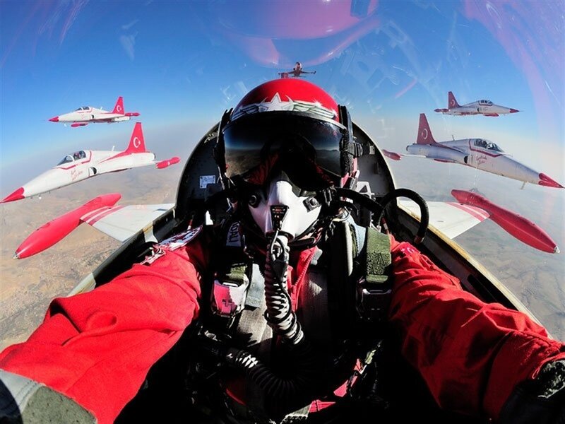Pilot in Cockpit — Red, Dramatic