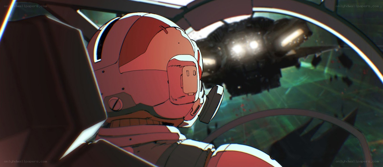 pilot in cockpit watching ship