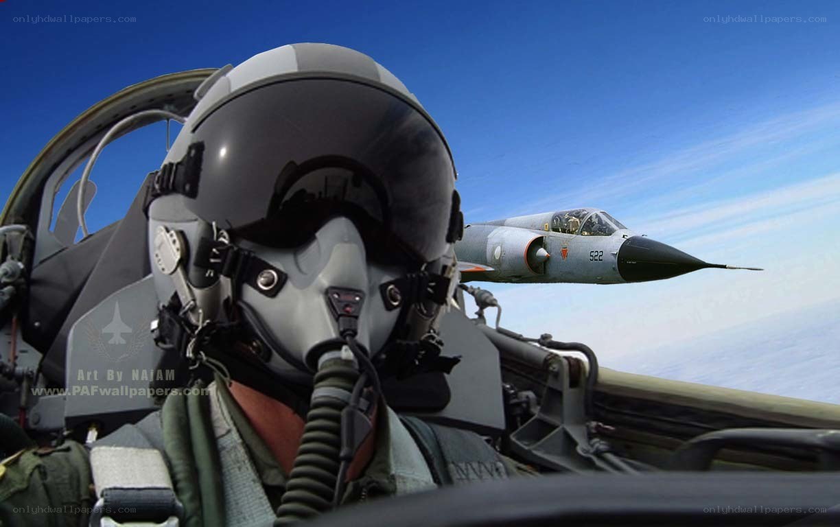 Pilot in cockpit with jet
