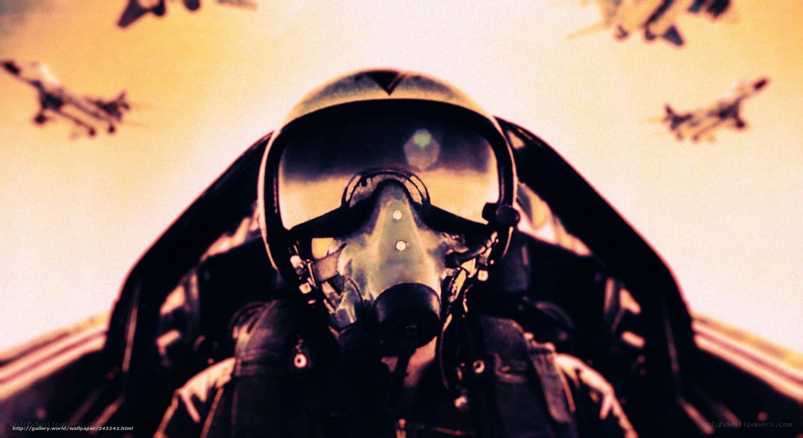 pilot in cockpit with jets