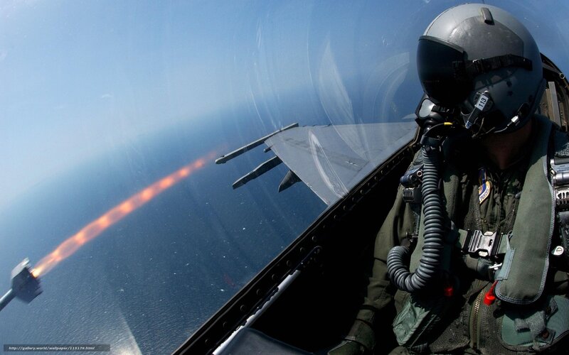 Pilot in Fighter Jet — Blue, Dramatic