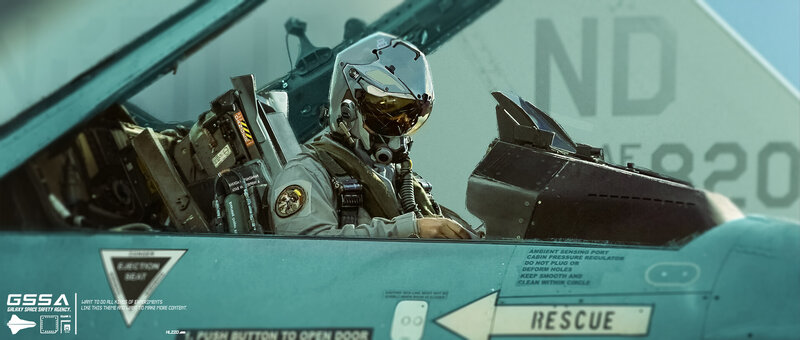 Pilot in Fighter Jet Cockpit — Teal