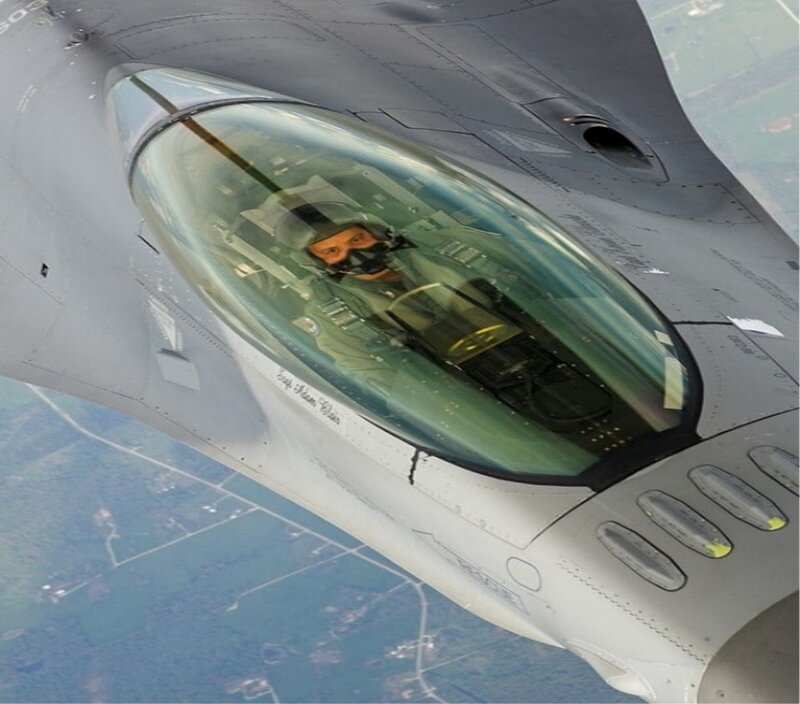 Pilot in Fighter Jet — Gray, Calm