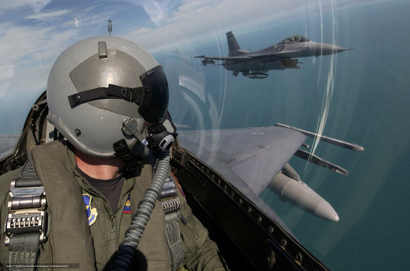 Pilot in Fighter Jet — Gray, Dramatic, Afternoon, Photograph