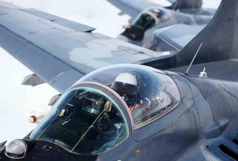Pilot in Fighter Jet — Gray, Dramatic, Photograph, Fighter Jet, Cockpit, Wing
