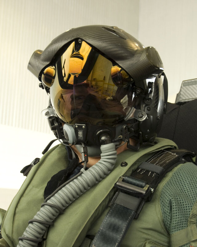 pilot in flight helmet