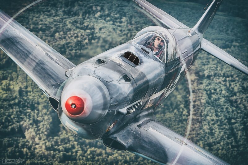 Pilot in Vintage Airplane — Silver