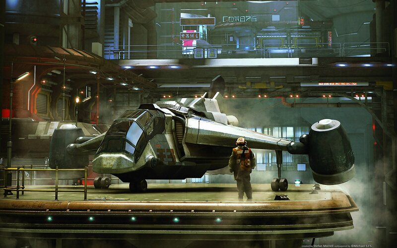 Pilot Near Starship
