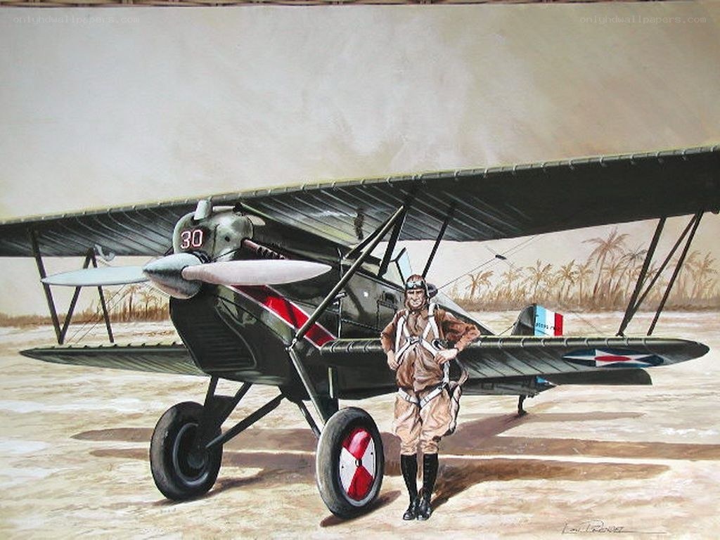 Pilot with biplane aircraft
