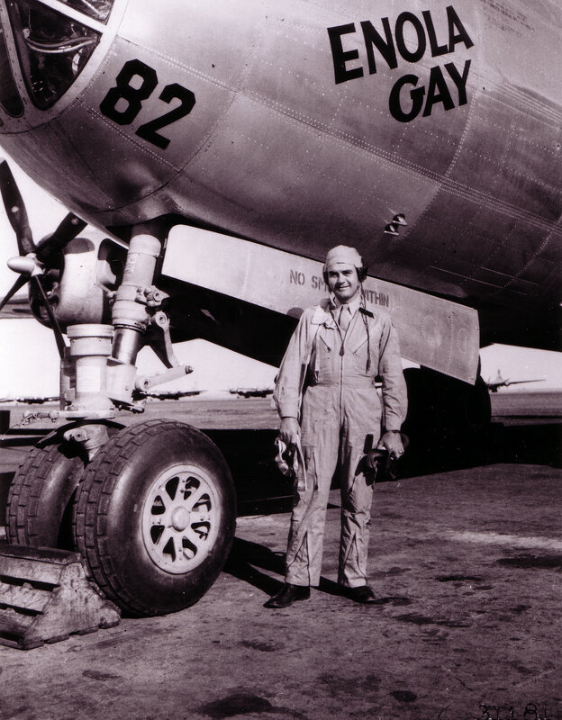 Pilot with Enola Gay aircraft