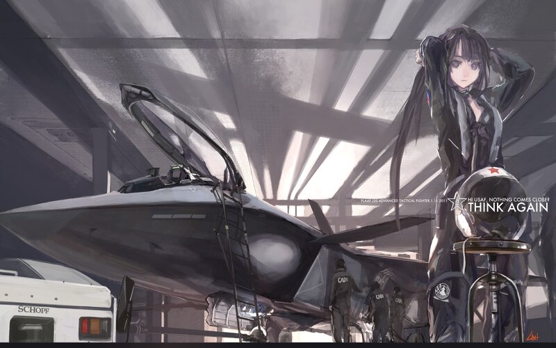 Pilot with fighter jet