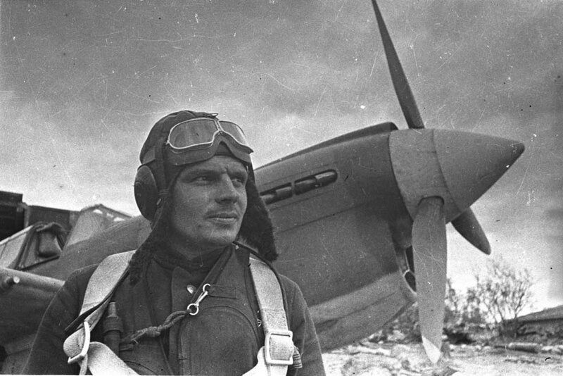 Pilot with fighter plane