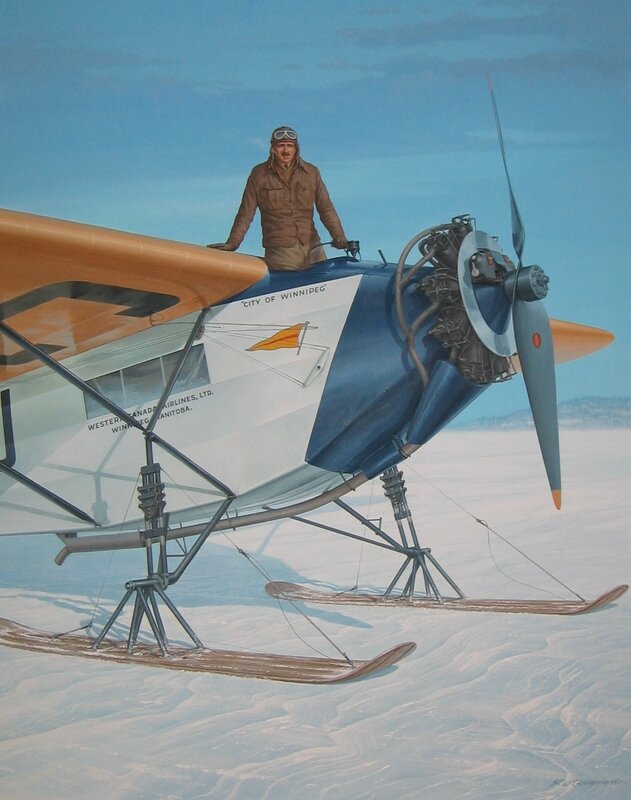 Pilot with vintage airplane