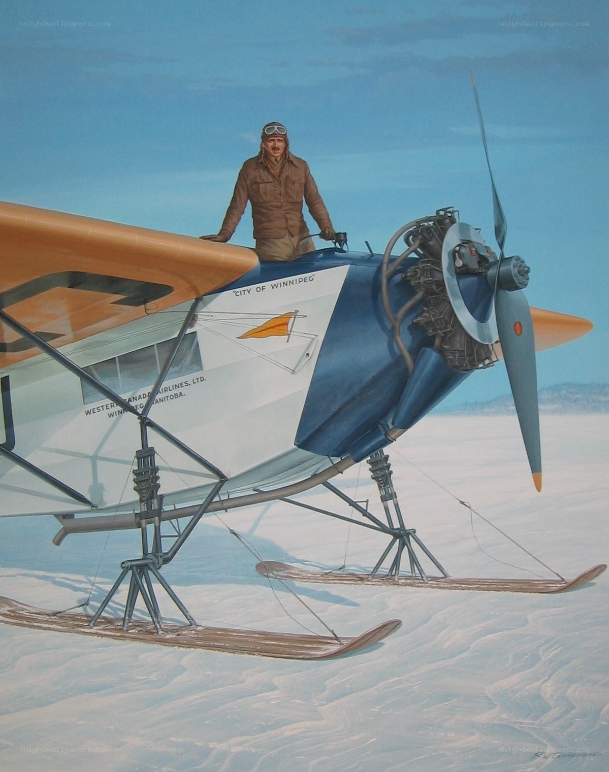 Pilot with vintage airplane