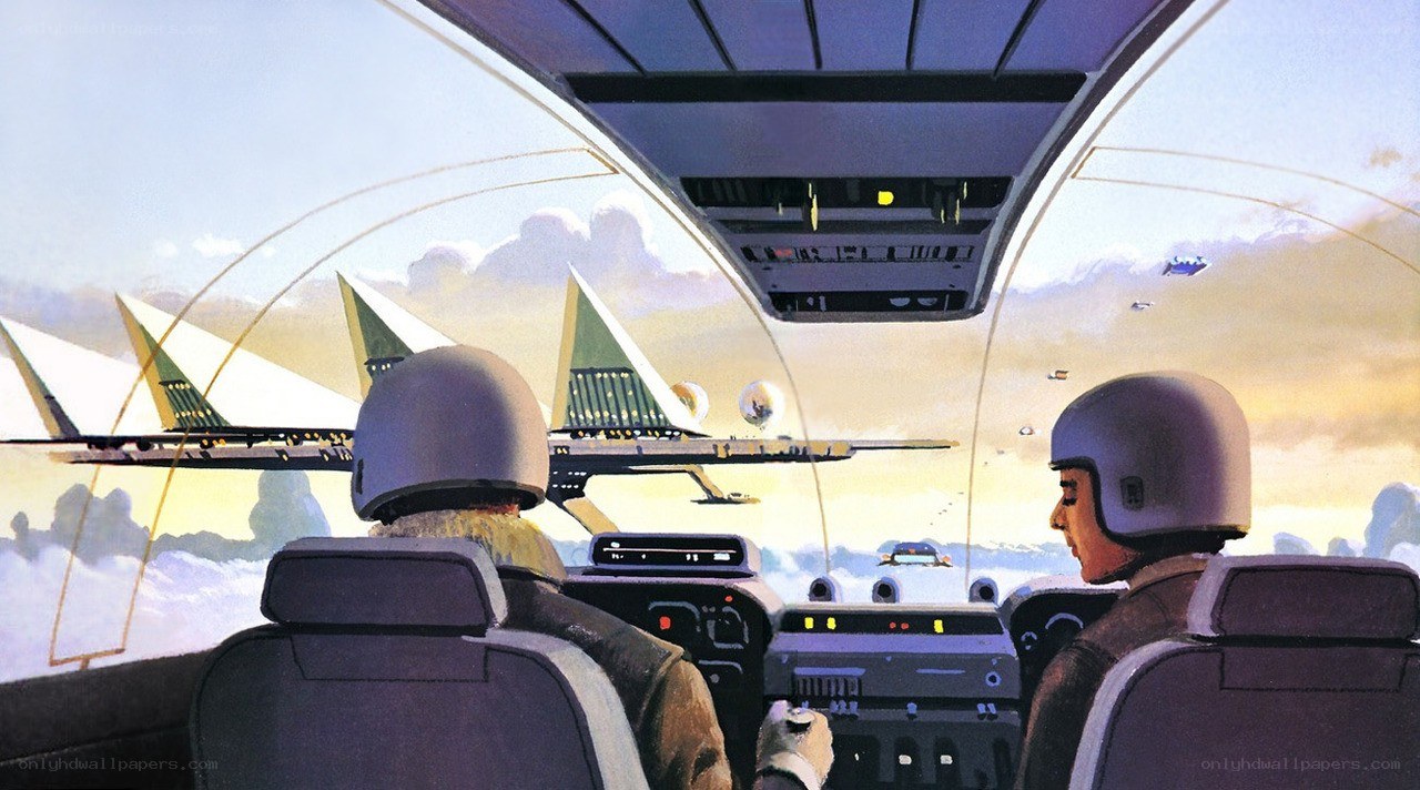 Pilots in a futuristic cockpit