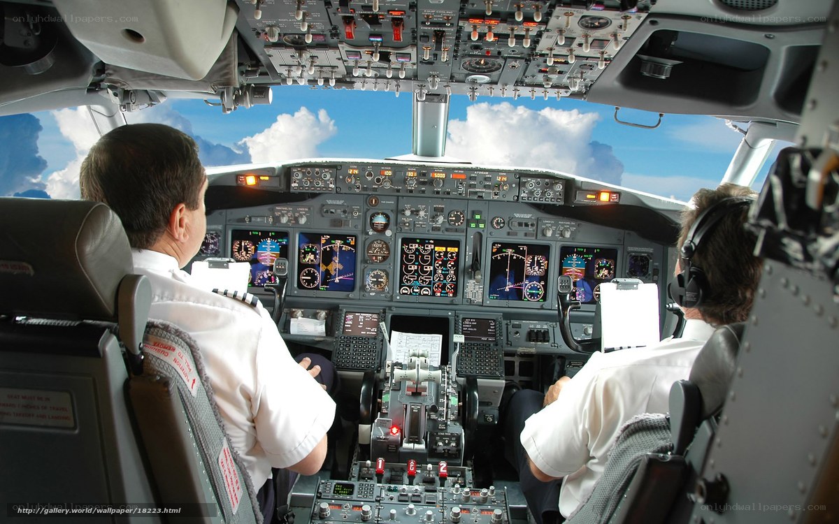 Pilots in cockpit