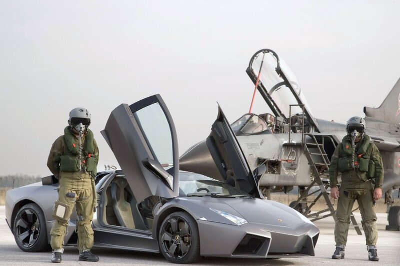 Pilots with Sports Car — Gray, Dramatic