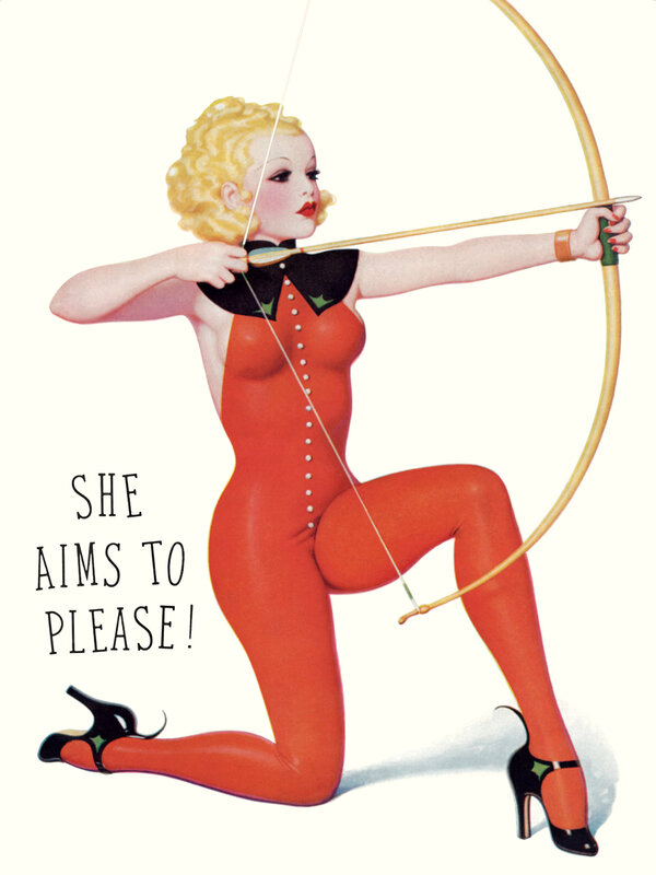 Pin-up archer woman