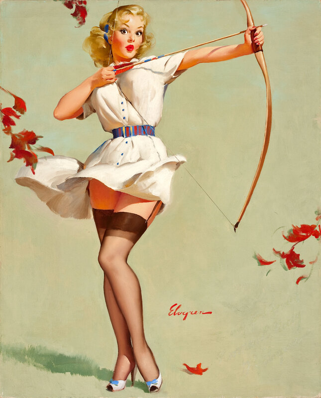 Pin-up archer woman