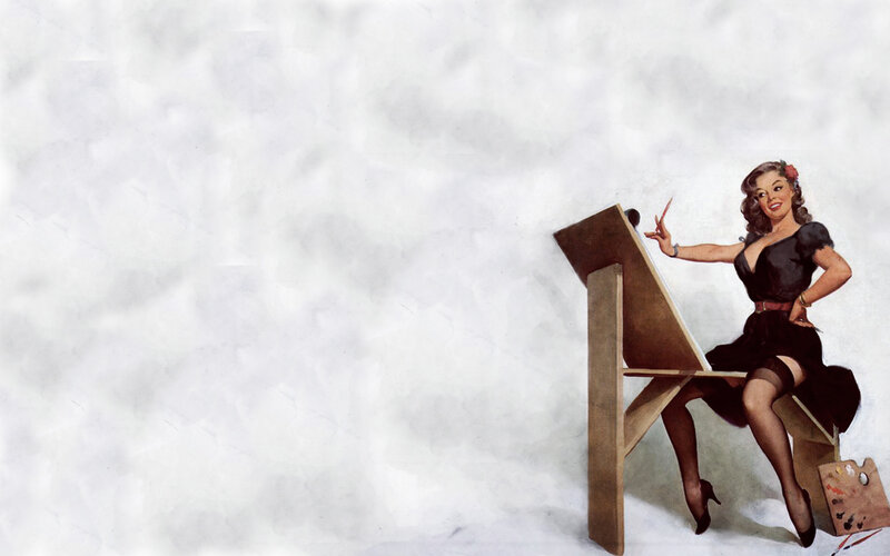 pin-up artist at easel