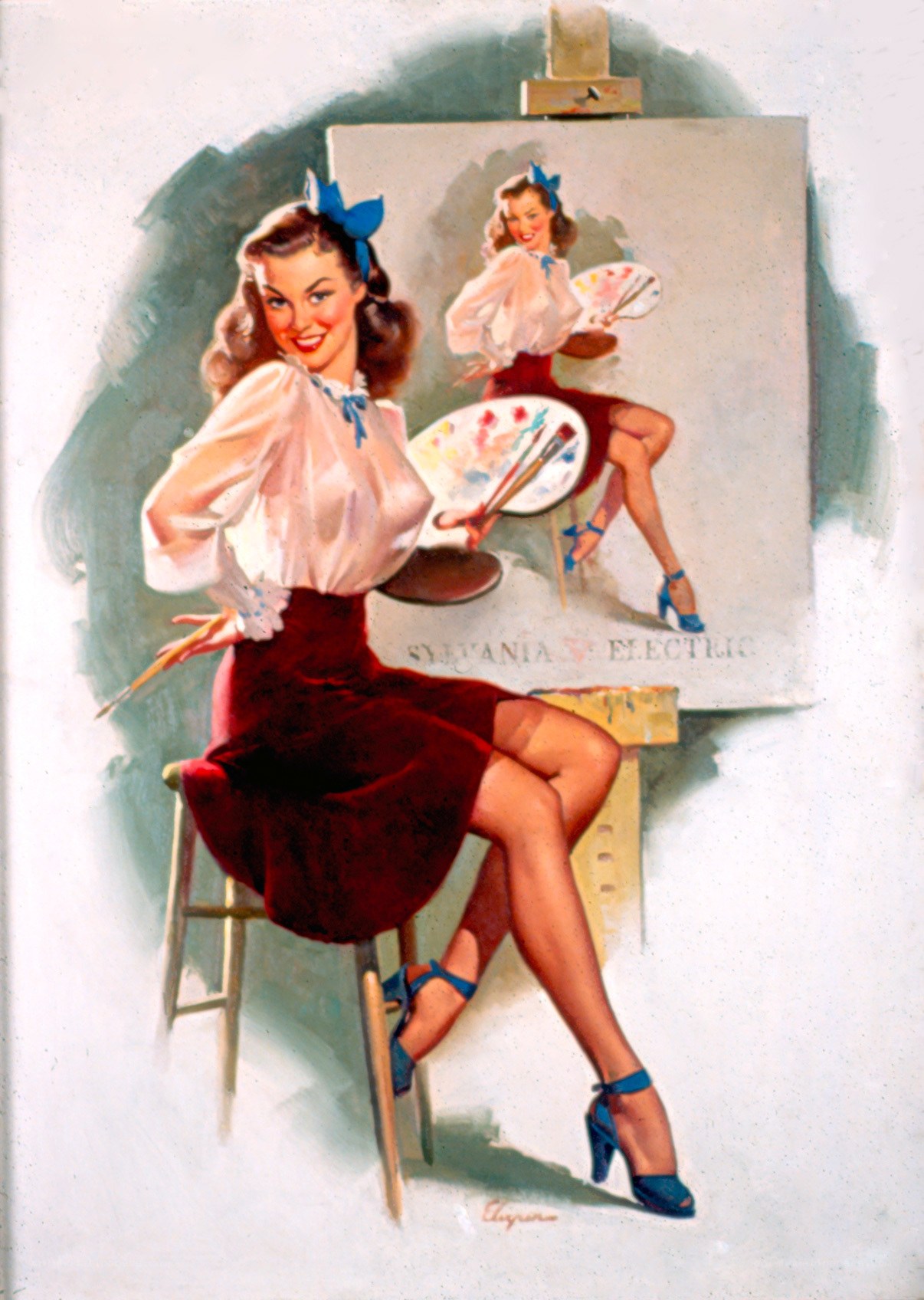 Pin-up artist painting