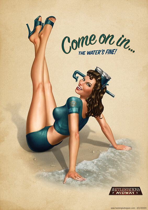 Pin-up beach advertisement