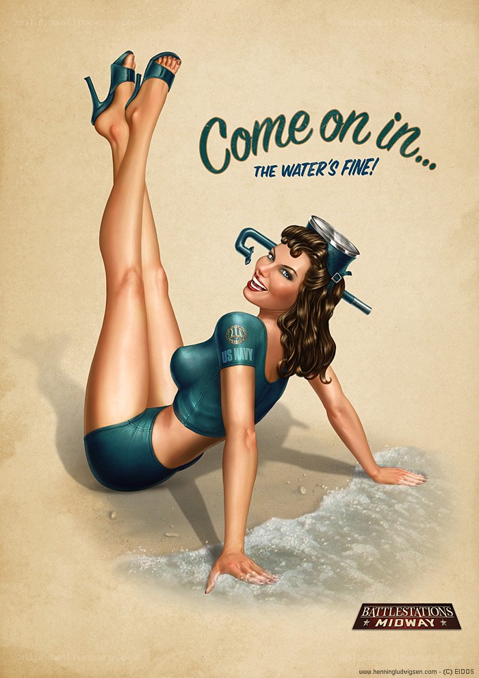 Pin-up beach advertisement