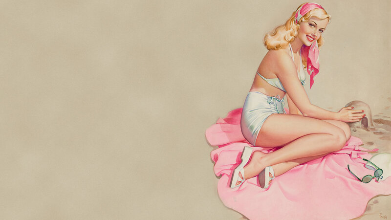 pin-up beach girl illustration