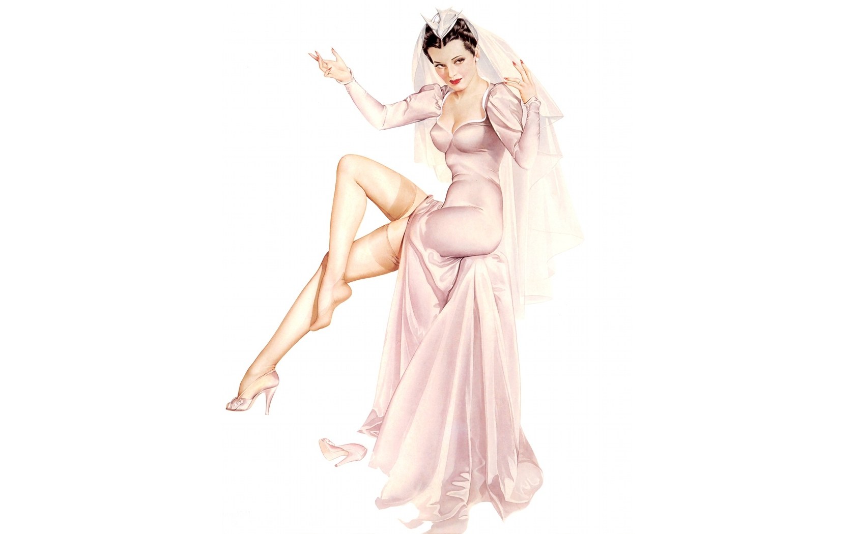 Pin-up bride illustration