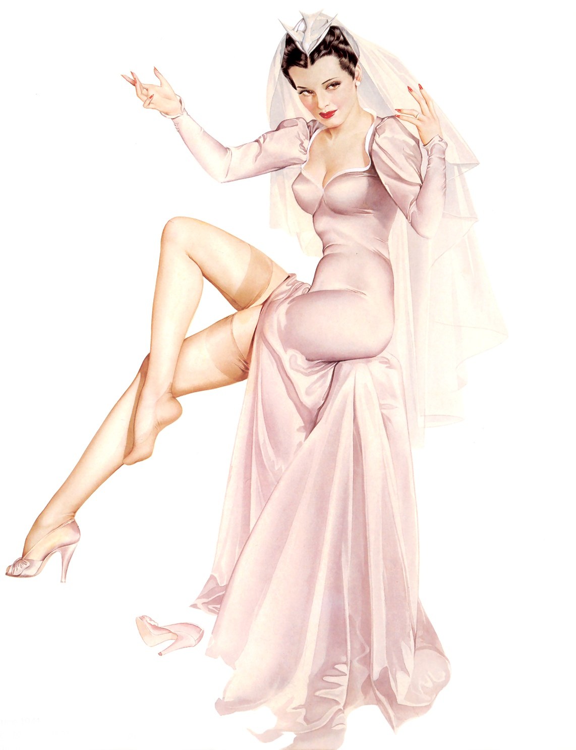 Pin-up bride in pink gown