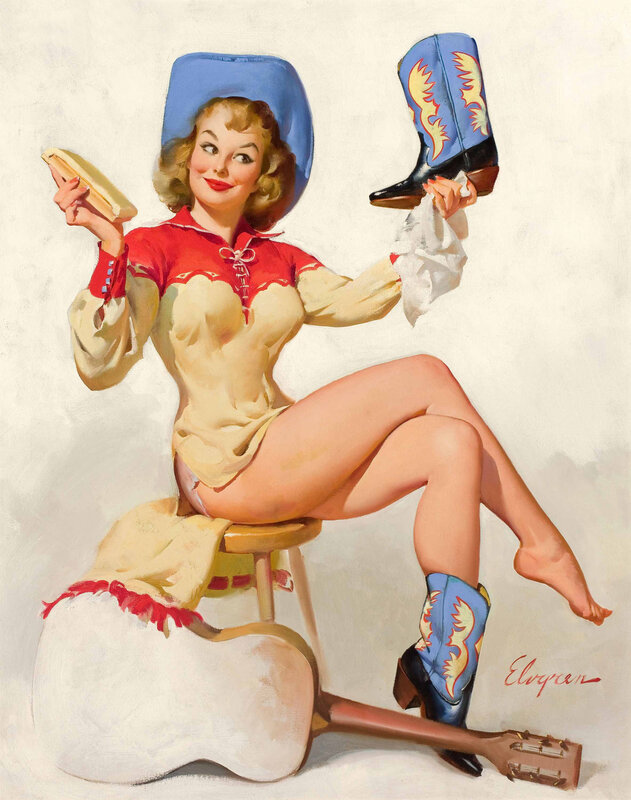 Pin-up cowgirl with boots